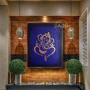 Ganesha Painting: Original Abstract Textured Art on Canvas