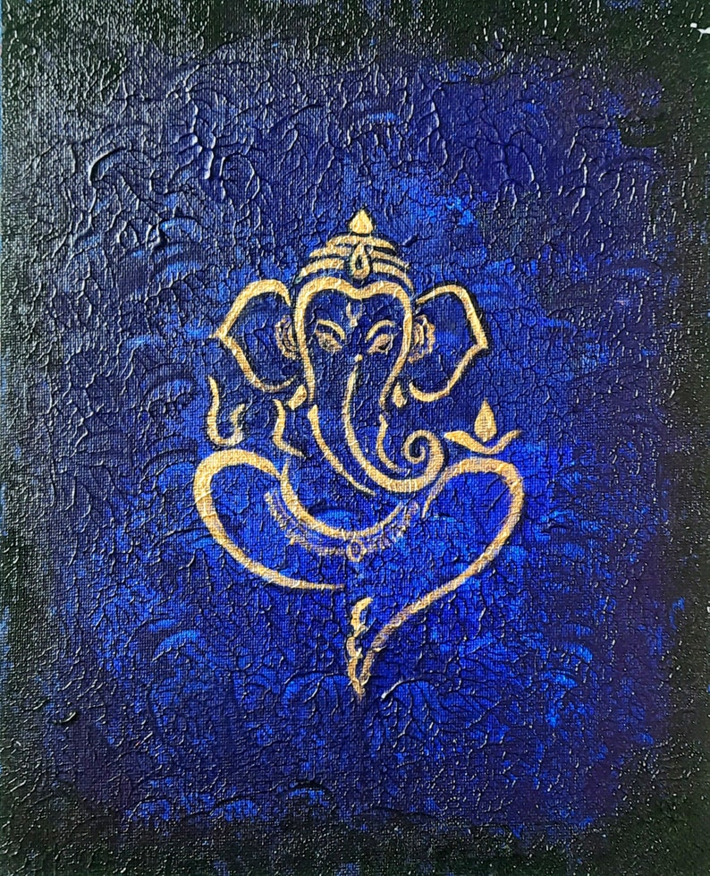 Ganesha Original Indian Abstract Art On Canvas for Living Room Original Textured Painting Ganesha , Abstract Ganesha Painting image 4