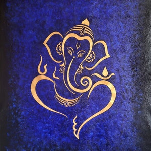 Ganesha Original Indian Abstract Art On Canvas for Living Room Original Textured Painting Ganesha , Abstract Ganesha Painting image 3