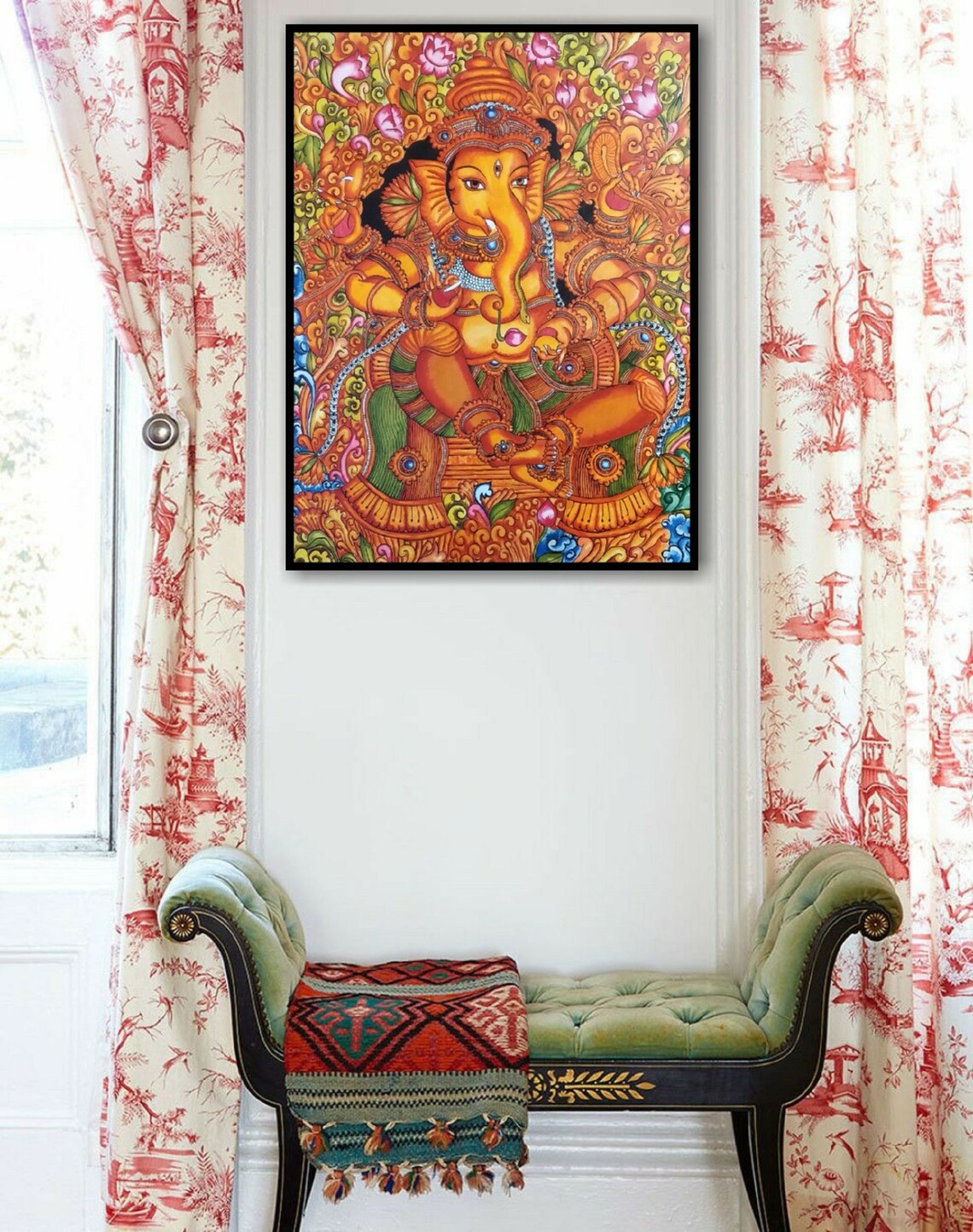 Ganesha Original Indian Art On Canvas for Living Room Kerala Etsy