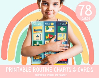 Kids Routine Chart, Daily Task List, Visual Schedule, Printable Daily Routine, Routine Cards, Daily Rhythm, Morning Checklist, Bedtime Chart