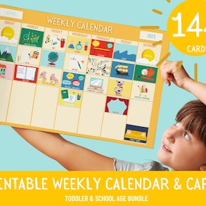 Kids Activity Calendar, Printable Weekly Routine, Perpetual Calendar, Kids Visual Schedule, Routine Cards, Toddler Picture Schedule, Planner