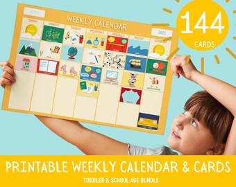 2 in 1 Grafico del calendario del programma visivo per bambini, grafico