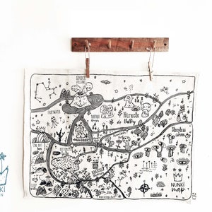 Linnen Nunki Kaart, Linnen Kaart, Verhalen vertellen, Montessori Evenementen, Story Time, Fantasierijk Spel, Cadeau voor Kinderen, Linnen Stof