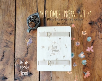 Flower Press Kit, Flower Press, Nature lovers gift idea, Kids Craft, Herb press, nature collector, herbarium, DIY dried flower, wooden press