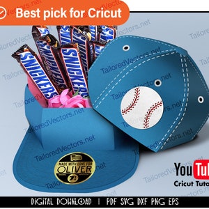 Baseball Cap Box svg, modello di berretto da baseball stampabile, scatola di bomboniere svg, scatola regalo svg, file di scatola svg, cappello da baseball svg, cricut, silhouette dxf