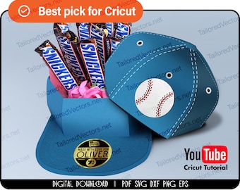 Baseball Cap Box svg, Baseball Cap Vorlage zum ausdrucken, Geschenkbox svg, Box svg Datei, Baseballmütze svg, Cricut, Silhouette dxf