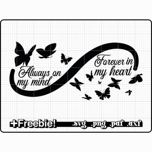 Always On My Mind Forever In My Head Svg, png,infinity, memorial svg, rest in peace svg, in memory of svg, rip svg, remembrance svg