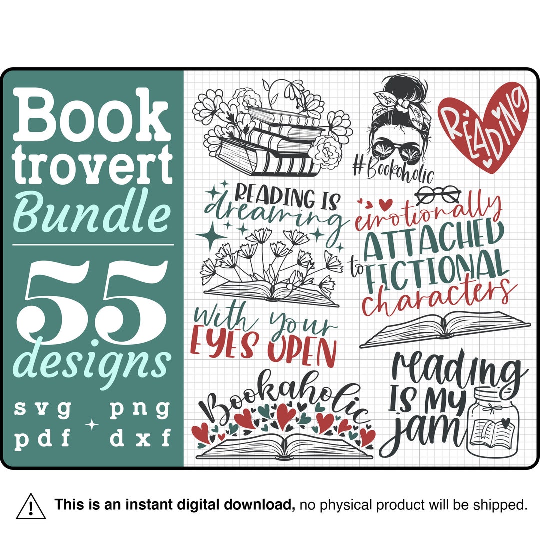 Reading Svg Bundle, Book Lovers Svg, Book Clipart, Librarian Svg, Books ...