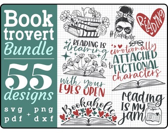 Reading svg Bundle, Book lovers svg, book clipart, librarian svg, books svg, book lover shirt, SVG cut files for cricut, Silhouette, PNG DXF