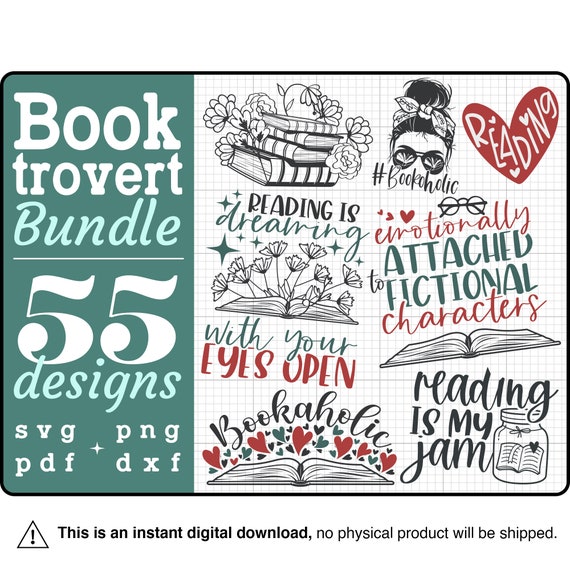 Reading svg Bundle, Book lovers svg, book clipart, librarian svg, books svg, book lover shirt, SVG cut files for cricut, Silhouette, PNG DXF