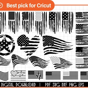 24 Distressed vlag svg bundel, Amerikaanse vlag decal svg, AMERIKAANSE vlag svg, memorial svg, veteraan svg, amerika svg, Laser cut, cricut, silhouet