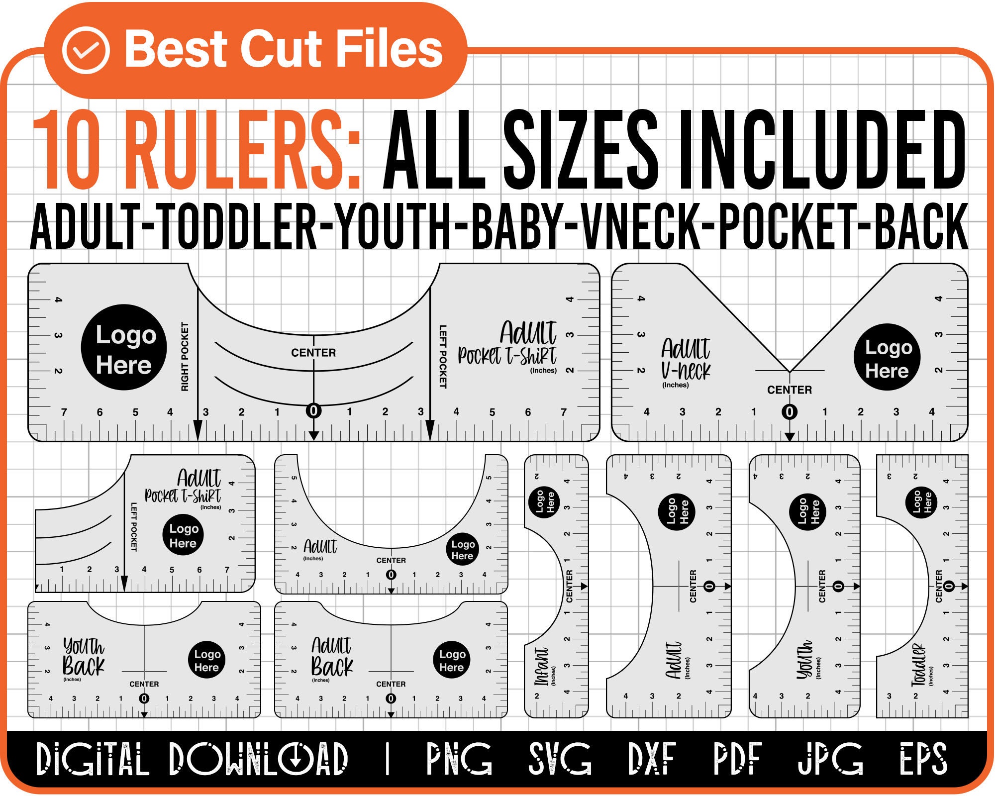 Tshirt Ruler SVG, T-shirt Alignment Tool Graphic by NGISED