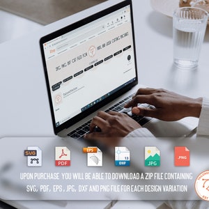 May include: A laptop computer with a web browser open to a website selling digital cut files for crafting machines. The website is called "Tailored Vectors" and the text "SVG, PNG, DXF, CUT FILES FOR VINYL AND LASER CUTTING MACHINES" is displayed on the screen. The website also features a logo with the text "Tailored Vectors" and the year "EST. 2021".