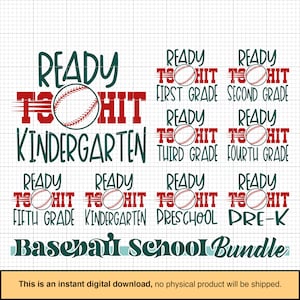 Baseball Back to School SVG Bundle, Ready to hit school, Baseball mom svg, softball svg, PNG, DXF, Sublimation designs, Cricut, Silhouette