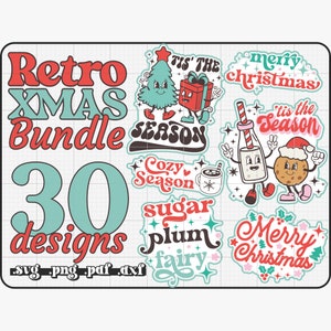 Retro Christmas Svg Bundle Christmas Png, Holly Jolly Svg, Retro Christmas Png, Boho Christmas Svg, Cute Christmas Svg, Happy Holidays Svg