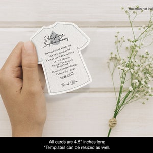 May include: A white card shaped like a t-shirt with the text "Washing Instructions" and a list of care instructions. The card is 4.5 inches long and can be resized. The text "*materials not included" is at the top of the image.