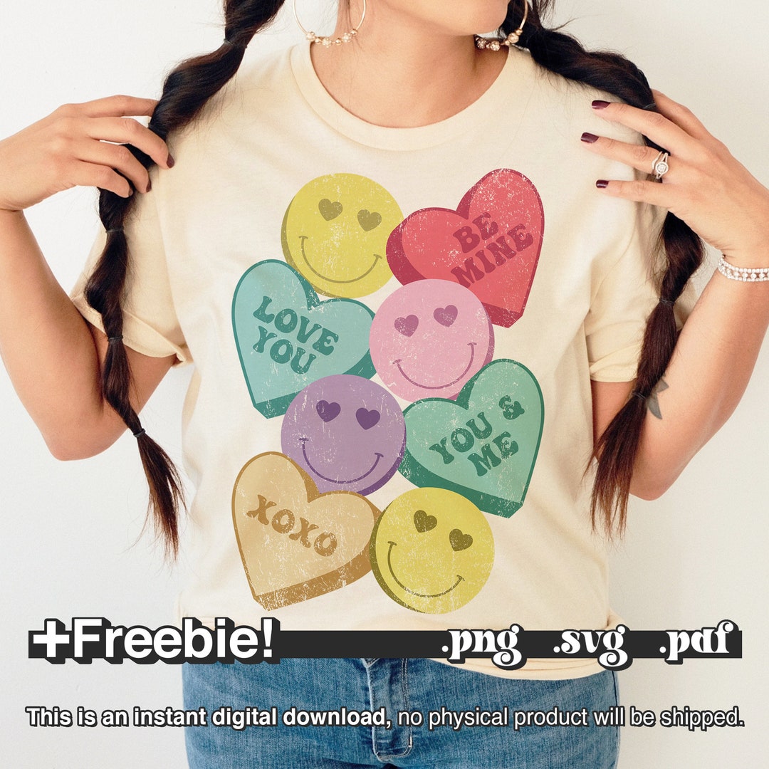 Conversation Hearts SVG PNG, Candy Heart Svg, Valentines Day Svg, Retro ...