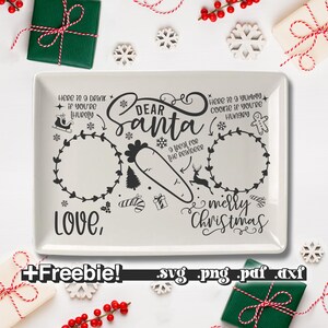 Dear Santa Tray Svg Png, Christmas Tray Svg, Tray for Santa Svg, Cookies for Santa, Santa Cookie Tray rectangle board Laser File Glowforge