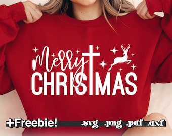 Wesołych Świąt Svg, Cross Svg Png, Zima Svg, Koszulka świąteczna Svg, Słowa świąteczne Svg, Wesoły i jasny Svg, Pliki świąteczne Svg