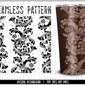 Western tooled leather svg, Seamless pattern svg, seamless floral pattern svg, tumbler wrap svg, seamless tumbler png, damask pattern png