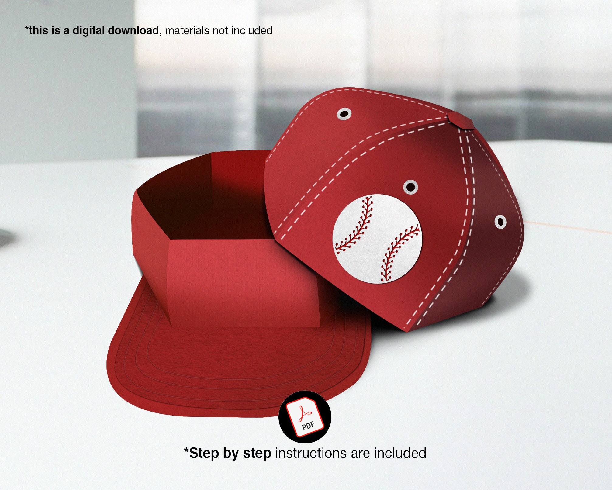 Baseball Cap Favor Box svg Baseball cap svg Printable Etsy