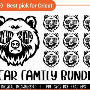 Bear Family SVG Bundle, Mama Bear SVG, Mommy mom svg, Mom Shirt Design, family shirt matching, Mom Sayings png, Cricut cut files, Silhouette