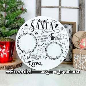 Santa tray svg, Dear Santa Tray Svg Png, Santa cookie tray svg, Christmas Tray Svg, Santa plate svg, cookies for santa svg, Round board