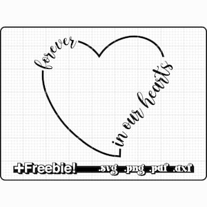 Forever In Our Hearts Svg, png,heart frame, memorial svg, rest in peace svg, in memory of svg, rip svg, remembrance svg, funeral svg