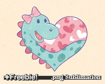 Dinosaurier Valentinstag Png Datei, niedliche Dinosaurier png, Dinosaurier Clipart, Dinosaurier Herz png, Mädchen Valentinstag Sublimation Datei