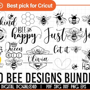 20 Bee svg bundel, bee kind svg, bee happy svg, bee trails svg, bees svg, bee sayings svg, bee quote svg, sublimation for silhouette cricut