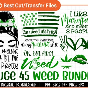45 onkruid grappige uitspraken & clip arts SVG bundel voor stoners, SVG, PNG, gesneden bestanden voor cricut, silhouet, hoge SVG, Amerikaanse vlag, inhaleer de goede shit