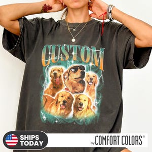 Custom Pet Bootleg Comfort Colors Vintage TShirt Photo Name Custom Dog Shirt Personalized Shirt Custom T Shirts Humans Cat Shirt 90's Tee