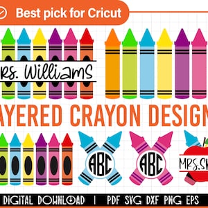 Crayon Split Monogram Svg Bundle, Crayon svg, teacher svg, Teacher name svg, teacher monogram svg, apple name frame svg, pencil svg