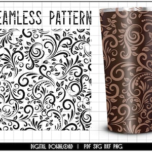 Tooled leather svg, seamless floral pattern svg, seamless tumbler png, tumbler wrap png, western pattern svg, png, tumbler sublimation dxf