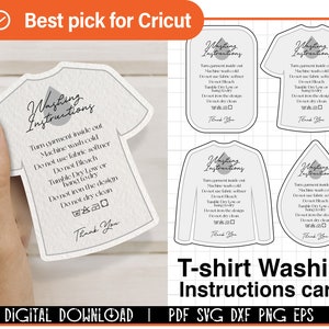 Carte d’entretien de chemise SVG Bundle, Care Instruction Card svg, Cricut File, Silhouette File, PNG, Washing Svg, Instructions de lavage svg, imprimable