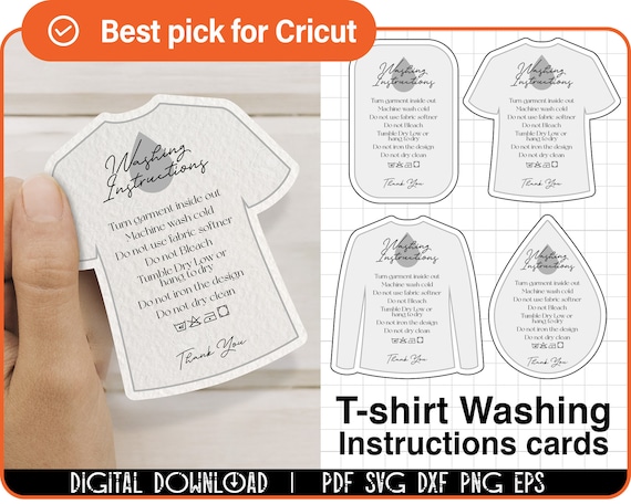 Shirt Care Card SVG Bundle, Care Instruction Card Svg, Cricut File, Silhouette File, PNG, Washing Svg, Washing Instructions Svg, Printable