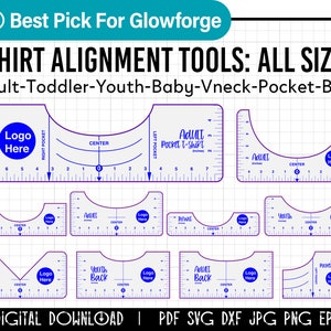 Glowforge Tshirt Ruler SVG Bundle- Decal Centering tool, T-Shirt Alignment tool, Graphic Placement guide, Vinyl Position tool, popular svg