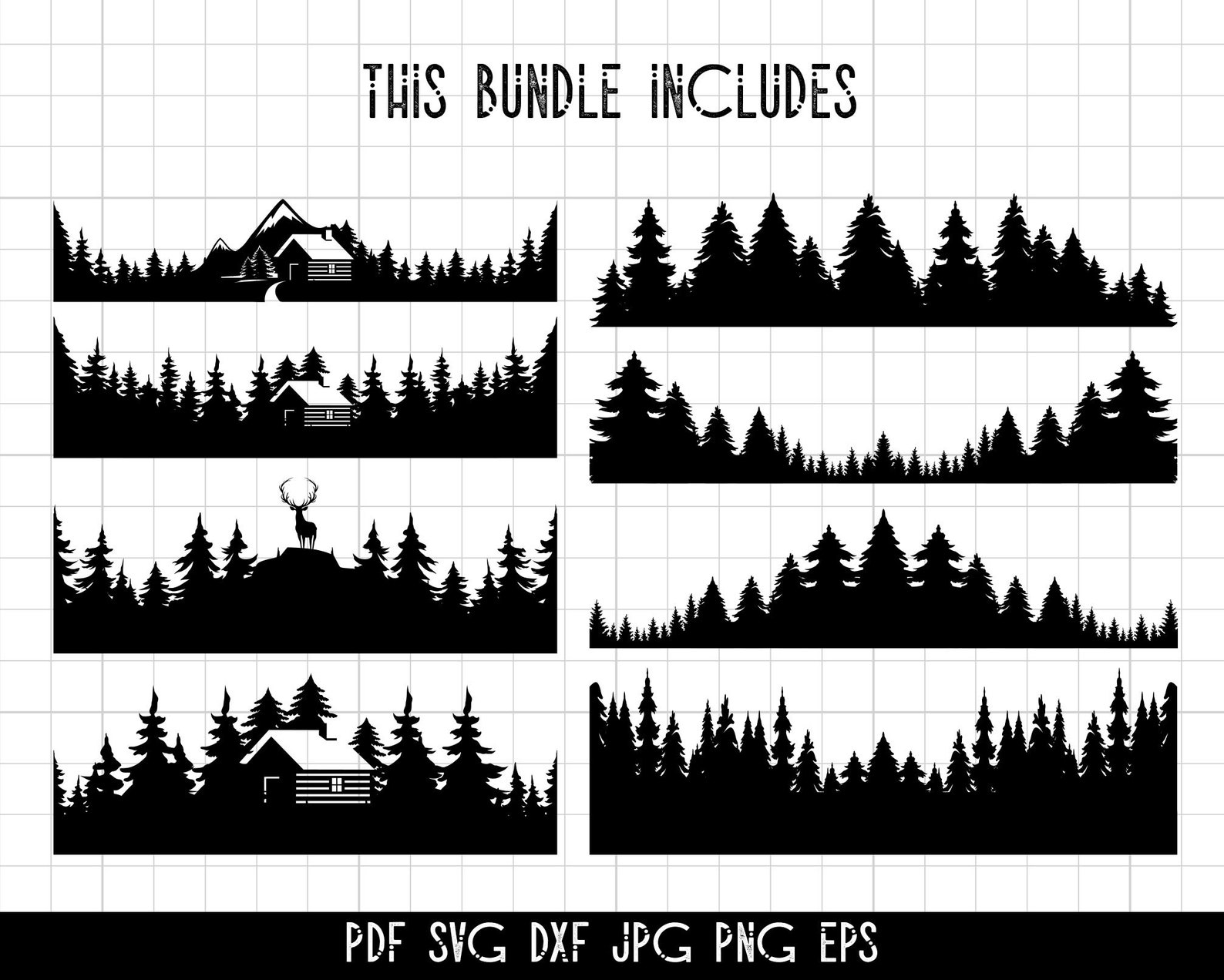 Forest Tree Silhouette SVG Bundle Layered cut files pine | Etsy