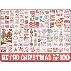 Retro Christmas SVG Bundle, Retro Christmas png, Groovy Christmas svg, Christmas Words svg, Christmas Shirt svg, mama claus svg, Cricut