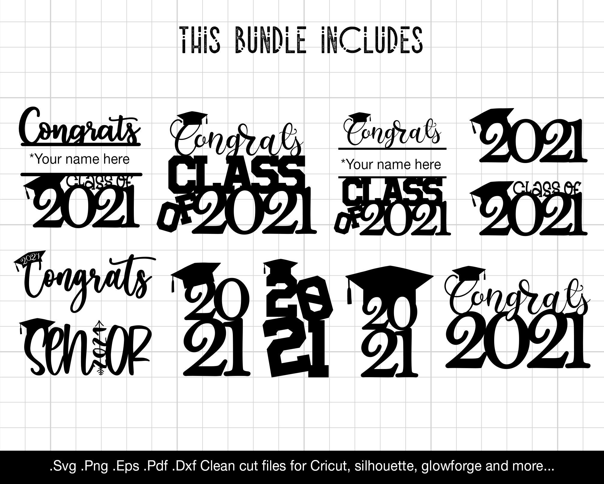 25 Graduation Cake Topper Svg 2021 Bundle Personalized Cake Etsy