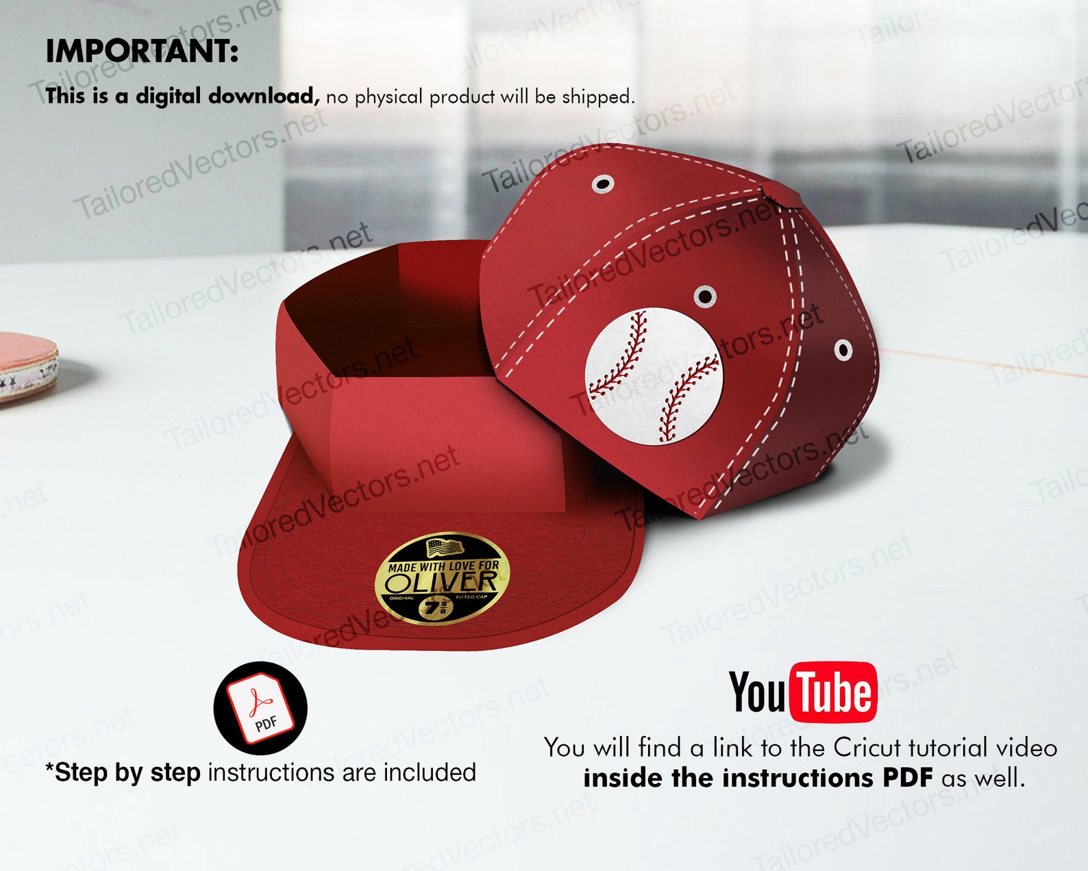 Valentines Baseball Cap Favor Box Svg, Baseball Cap Svg, Printable