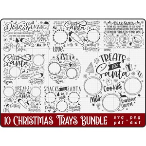Dear Santa Tray Svg Bundle, Png, Pdf, Christmas tray svg, Tray for santa svg, Cookies for santa, Santa Tray svg round board laser file dxf