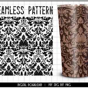 Seamless pattern svg, Tooled leather svg, Tool leather svg, floral, tumbler wrap sublimation design, western, damask png dxf cut file cricut