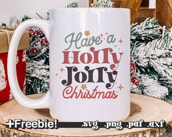 Retro Have A Holly Jolly Christmas Svg Png, Retro Christmas Png, Camisa de Natal svg, Sublimação de Natal, Arquivos SVG de Natal