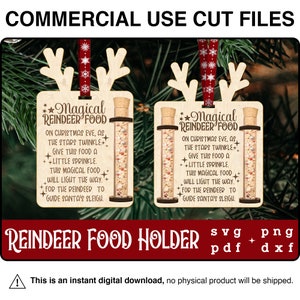 Renna porta cibo ornamento SVG file tagliato al laser per Glowforge, ornamento natalizio svg, file router cnc, Buon Natale, DXF pdf EPS