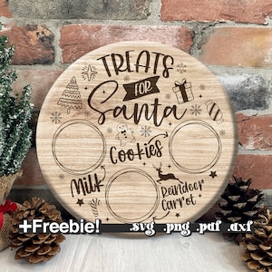 Liebe Santa Tablett svg Png Pdf, Weihnachten Tablett svg, Tablett für Santa svg, Kekse für santa, Santa Tablett svg runde Brett Laserdatei dxf Glowforge