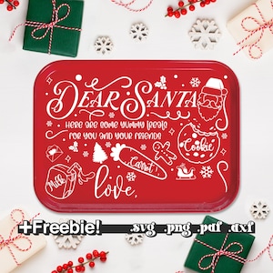 Santa tray svg, Dear Santa Tray Svg Png, Santa cookie tray svg, Christmas Tray Svg, Santa plate svg, cookies for santa svg, rectangle board