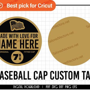 Baseball cap tag svg, baseball sticker svg template, pdf printable, custom baseball cap tag, baseball svg, baseball mom svg