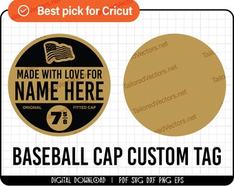 Baseball cap tag svg, baseball sticker svg template, pdf printable, custom baseball cap tag, baseball svg, baseball mom svg